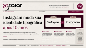Comparação da identidade tipográfica do Instagram antes e depois do rebranding de 2026, após 10 anos sem mudanças no wordmark.